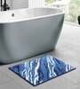 Blue Abstract Polyester AntiSkid Bathmat
