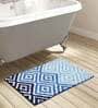 Blue Geometric Polyester AntiSkid Bathmat