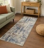 Blue Abstract Polypropylene 5 ft x 2.5 ft Machine Made Runner