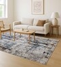 Blue Abstract Polypropylene 6 ft x 4 ft Machine Made Carpet