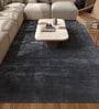 Blue Abstract Viscose 4 ft X 6 ft Hand Tufted Rectangle Carpet