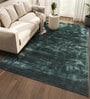 Blue Abstract Viscose 4 ft X 6 ft Hand Tufted Rectangle Carpet