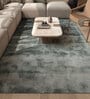 Blue Abstract Viscose 6 ft X 9 ft Hand Tufted Rectangle Carpet