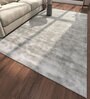 Blue Abstract Viscose 6 ft X 9 ft Hand Tufted Rectangle Carpet
