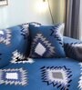 Blue Traditional Viscose and Polyester (3 + Lounge) L-Shaped Stretchable Chaise Sofa Covers