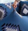 Blue Traditional Viscose and Polyester (3 + Lounge) L-Shaped Stretchable Chaise Sofa Covers