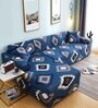 Blue Traditional Viscose and Polyester (3 + Lounge) L-Shaped Stretchable Chaise Sofa Covers