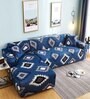 Blue Traditional Viscose and Polyester (3 + Lounge) L-Shaped Stretchable Chaise Sofa Covers