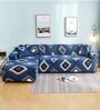 Blue Traditional Viscose and Polyester (3 + Lounge) L-Shaped Stretchable Chaise Sofa Covers