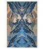 Blue Abstract Wool and Cotton 4 ft x 6 ft Hand tufted Carpet