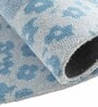 Blue Abstract Wool and Cotton 6 ft x 6 ft Hand tufted Round Carpet