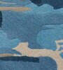 Blue Abstract Wool and Cotton 4 ft x 6 ft Hand tufted Carpet