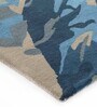 Blue Abstract Wool and Cotton 4 ft x 6 ft Hand tufted Carpet