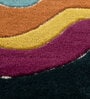 Blue Abstract Wool and Viscose 4'4 ft X 6 ft Hand Tufted Irregular Carpet