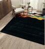 Blue Abstract Wool and Viscose 4'4 ft X 6 ft Hand Tufted Irregular Carpet