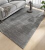Blue Abstract Wool and Viscose 4 ft X 6 ft Hand Tufted Rectangle Carpet