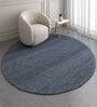 Blue Abstract Wool and Viscose 5 ft X 5 ft Hand Tufted Round Carpet