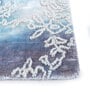 Blue Abstract Wool and Viscose 5 ft X 8 ft Hand Woven Carpet
