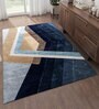 Blue Abstract Wool and Viscose 6 ft X 9 ft Hand Tufted Rectangle Carpet