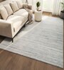 Blue Abstract Wool and Viscose 6 ft X 9 ft Hand Woven Carpet
