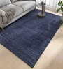 Blue Abstract Wool and Viscose 6 ft X 9 ft Hand Woven Carpet