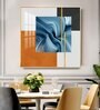 Blue Accent Glass Finish Square Wall Art