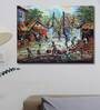 Blue Acrylic Canvas A Simple Village Market Unframed Original Painting