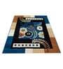 Blue Floral Acrylic 6 ft x 9 ft Machine Made Carpet