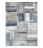 Blue and Brown Abstract 3x5 Feet Machine Made Carpet