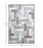 Blue and Brown Geometric 4x6 Feet Machine Made Carpet