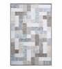Blue and Brown Geometric 4x6 Feet Machine Made Carpet