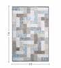 Blue and Brown Geometric 5x7 Feet Machine Made Carpet