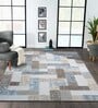 Blue and Brown Geometric 5x7 Feet Machine Made Carpet
