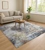 Blue and Cream Abstract 3x5 Feet Machine Made Carpet