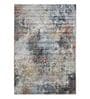 Blue and Cream Abstract 4x6 Feet Machine Made Carpet