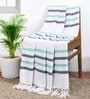Blue And Green Cotton And Chenille Stripped 49X60 Inches Throw