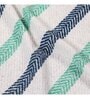 Blue And Green Cotton And Chenille Stripped 49X60 Inches Throw