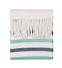 Blue And Green Cotton And Chenille Stripped 49X60 Inches Throw