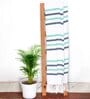 Blue And Green Cotton And Chenille Stripped 49X60 Inches Throw