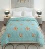 Blue and Green Polyester Solid 200 GSM Double Bed Comforter
