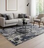 Blue and Grey Abstract 4x6 Feet Machine Made Carpet