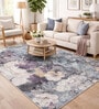 Blue and Grey Floral Polypropylene 11 ft x 8 ft Machine Made Carpet