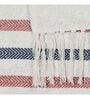 Blue And Peach Cotton And Chenille Stripped 49X60 Inches Throw
