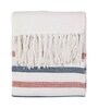 Blue And Peach Cotton And Chenille Stripped 49X60 Inches Throw
