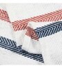 Blue And Peach Cotton And Chenille Stripped 49X60 Inches Throw