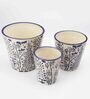 Blue And White Ceramic Hand Patterned Planter, Set of 3