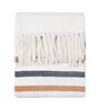 Blue And Yellow Cotton And Chenille Stripped 49X60 Inches Throw