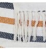 Blue And Yellow Cotton And Chenille Stripped 49X60 Inches Throw
