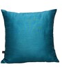 Blue Art Silk Chanderi Textured Floral 16x16 inches Cushion Covers (Set of 2)