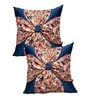 Blue Art Silk Chanderi Textured Floral 16x16 inches Cushion Covers (Set of 2)
